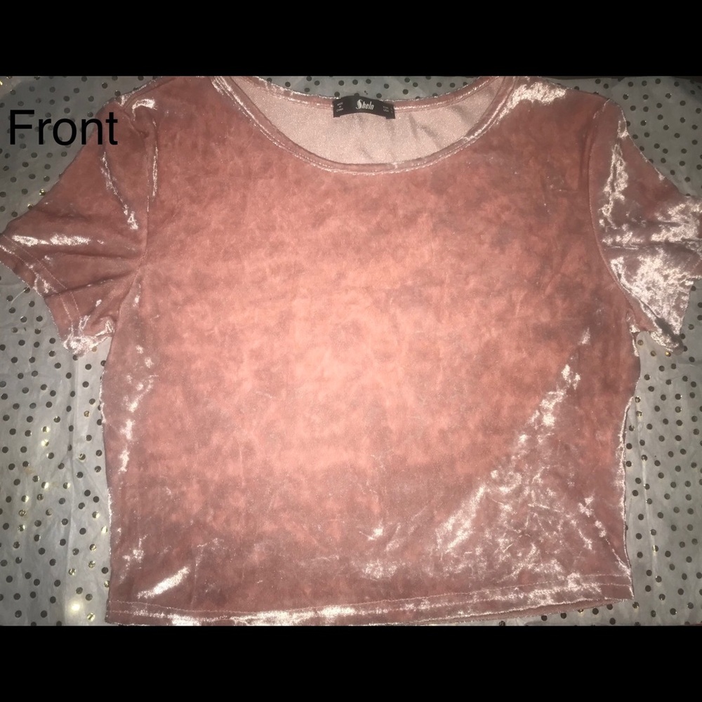 Pink Velvet slim fit crop tee